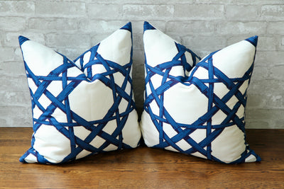 CYRUS CANE NAVY PILLOW COVER - Pillow Talk Design | Pretty Home Accessories