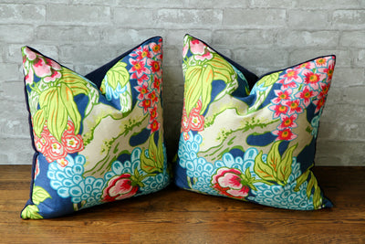 HONSHU FLORAL NAVY PILLOW COVER - Pillow Talk Design | Pretty Home Accessories